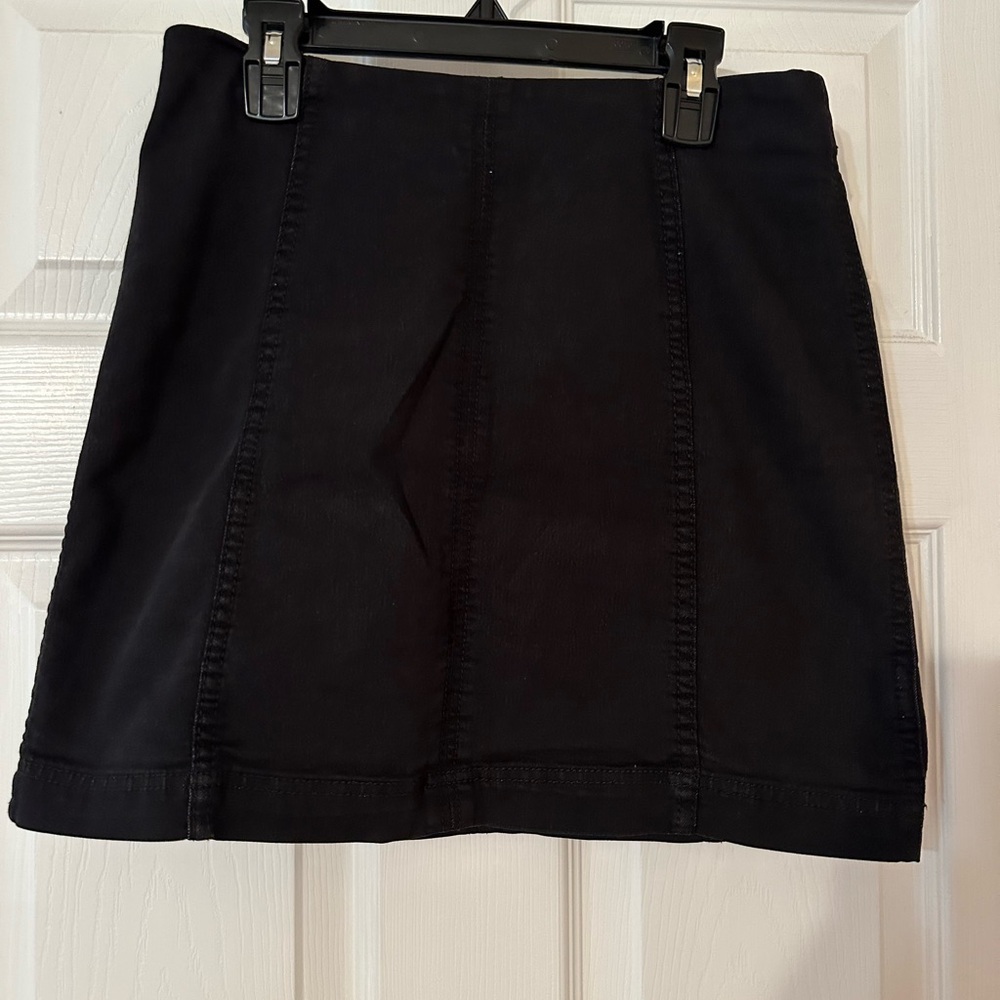 Free People black denim mini skirt